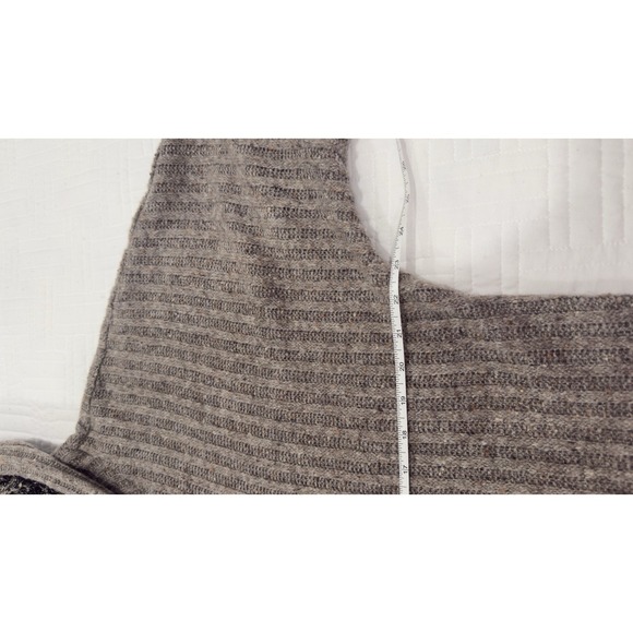 Michael Tyler gray knit hooded sweater faux fur trim button front size S - Picture 7 of 8